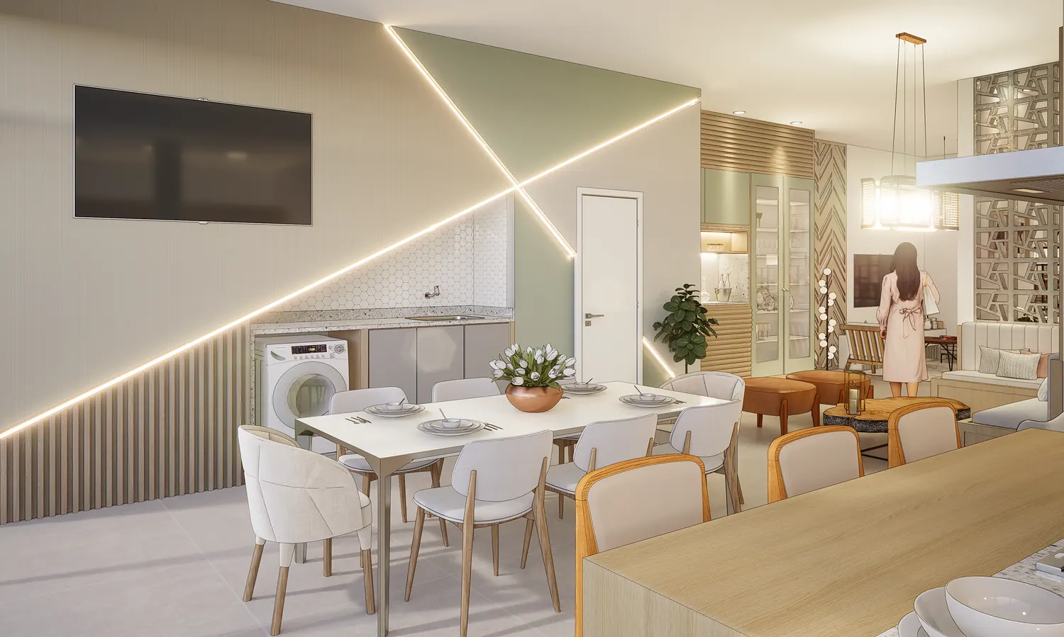 Sala de jantar integrada à cozinha